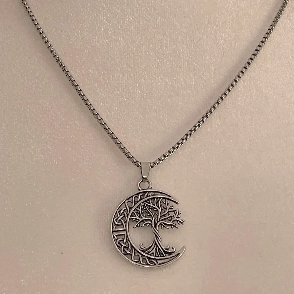 Celtic Knot Moon with Tree of Life Necklace Unisex - Picture 1 of 10